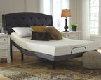 8-inch memory foam mattress with white cover on a platform bed frame