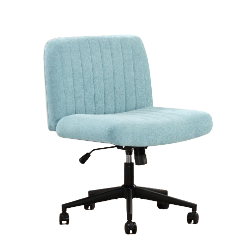 Linen Wide Seat Home Office Chair with Swing Backrest