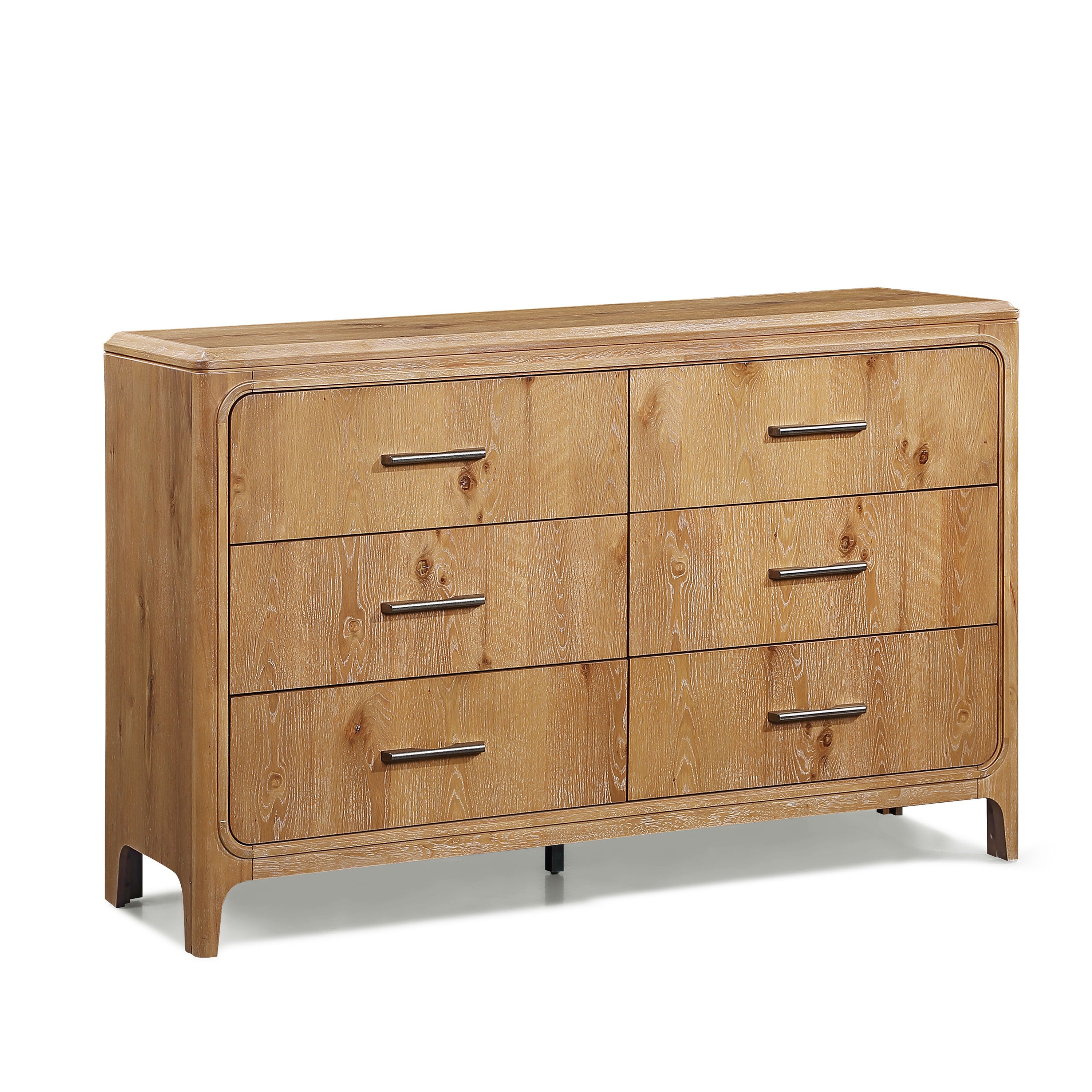 Natural Wood Finish 6-Drawer Dresser - Wooden Bedroom Furniture