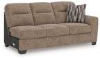 Olten RAF sofa in mocha fabric with three seat cushions and square armrests