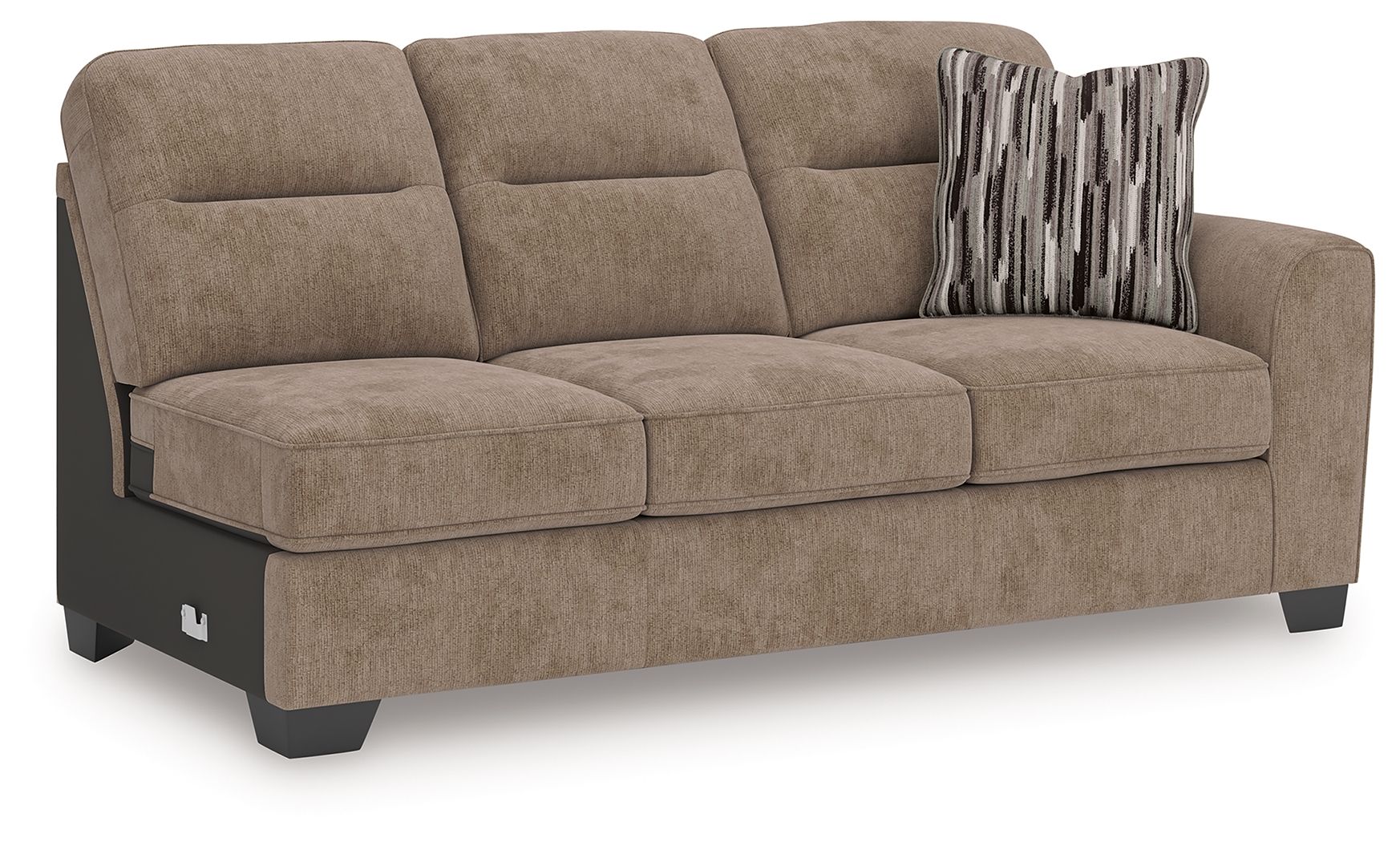 Olten RAF sofa in mocha fabric with three seat cushions and square armrests