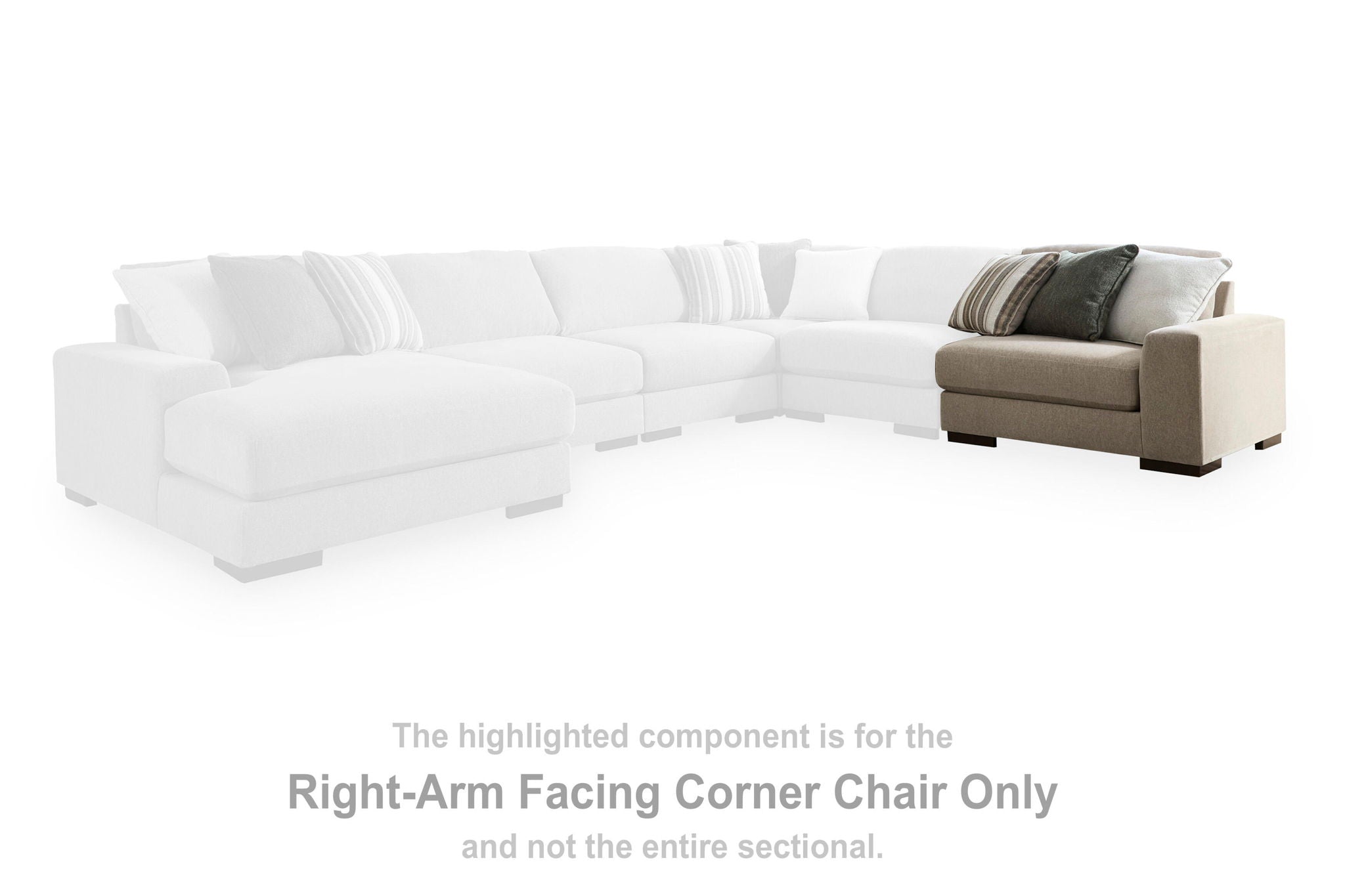 Linenhause RAF right-arm corner chair in light beige fabric with open sectional L-shape