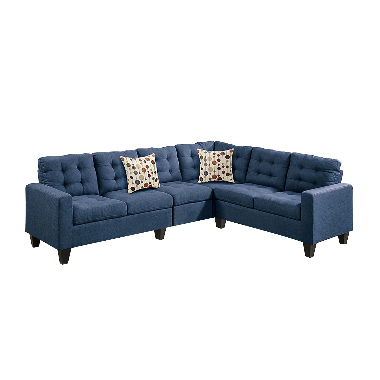 Navy 4-Piece Polyfiber Modular Sectional Sofa