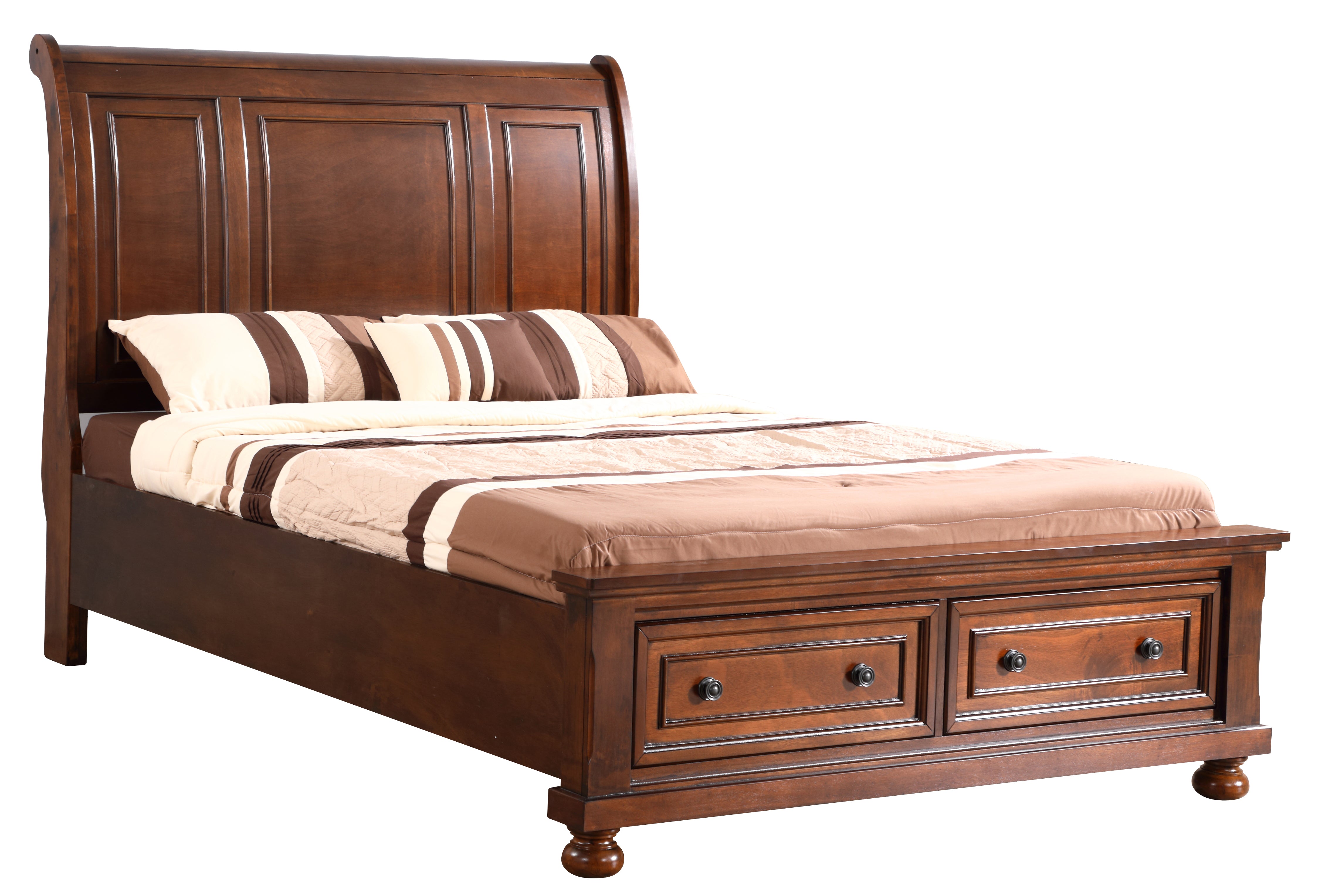 Charming Full Bed In Rich Cherry Finish