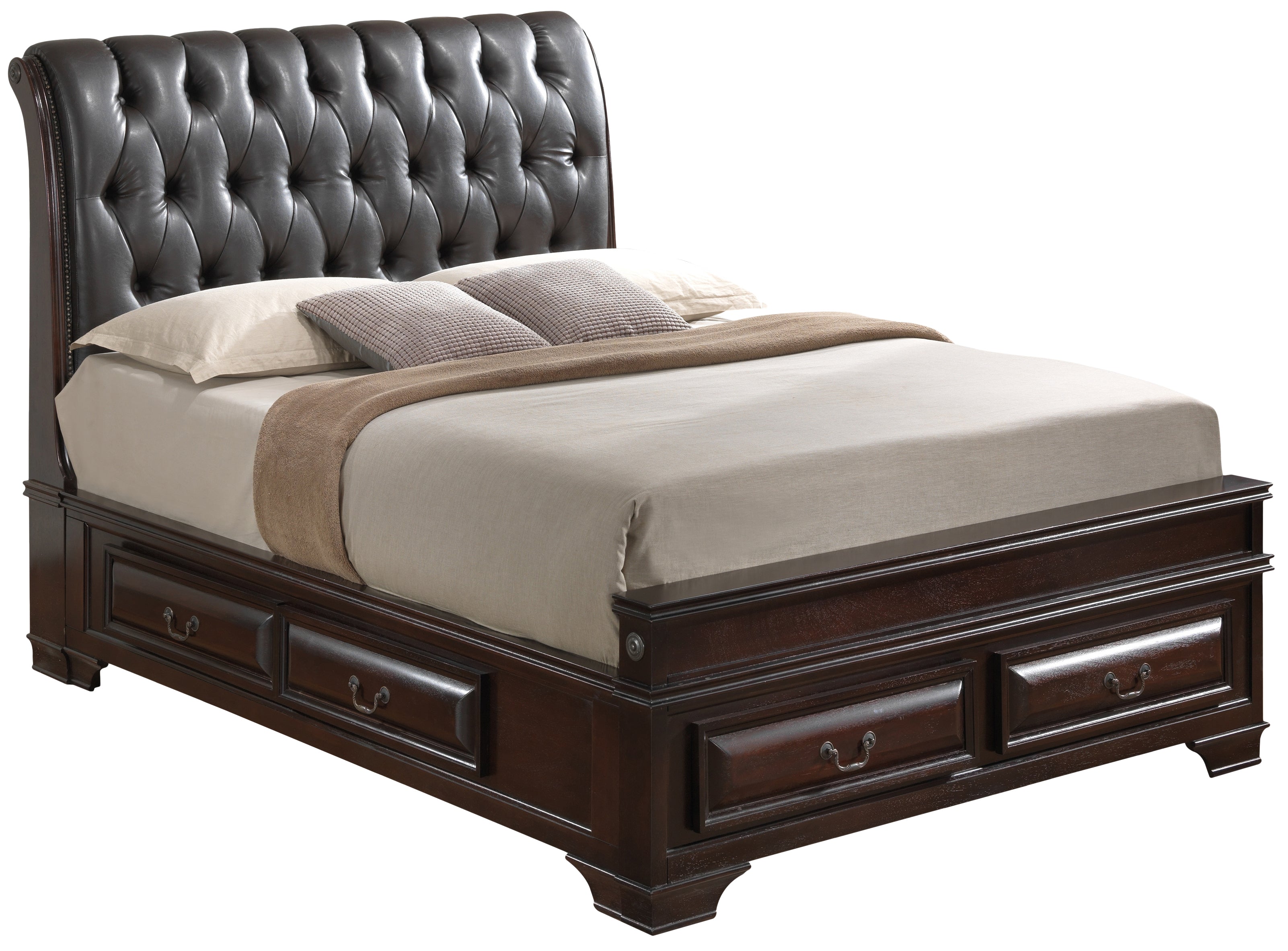 LaVita G8875E-QB5 Queen Storage Bed - Cappuccino Finish