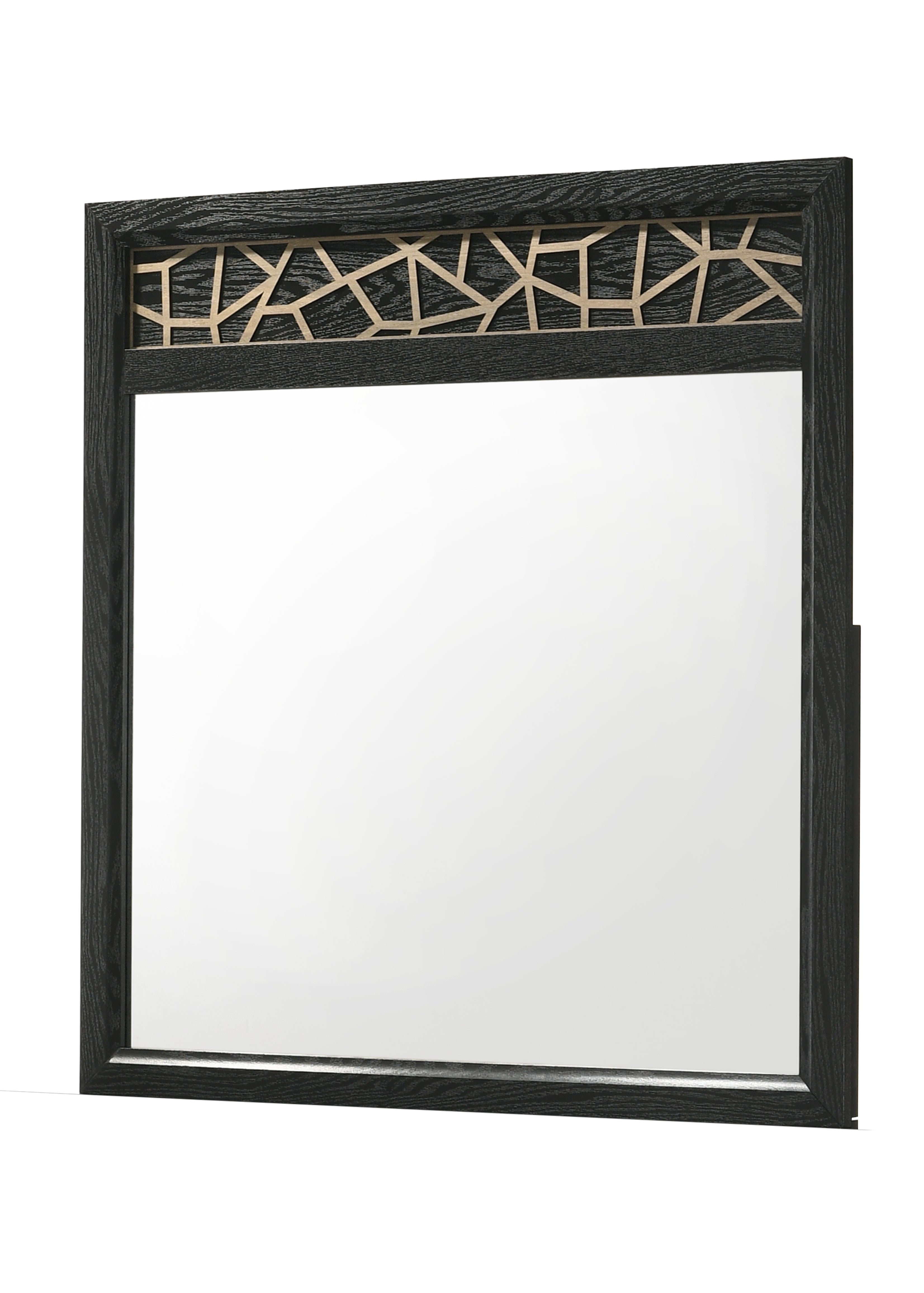 Modern Contemporary Wood Mirror: Black/Natural Selena