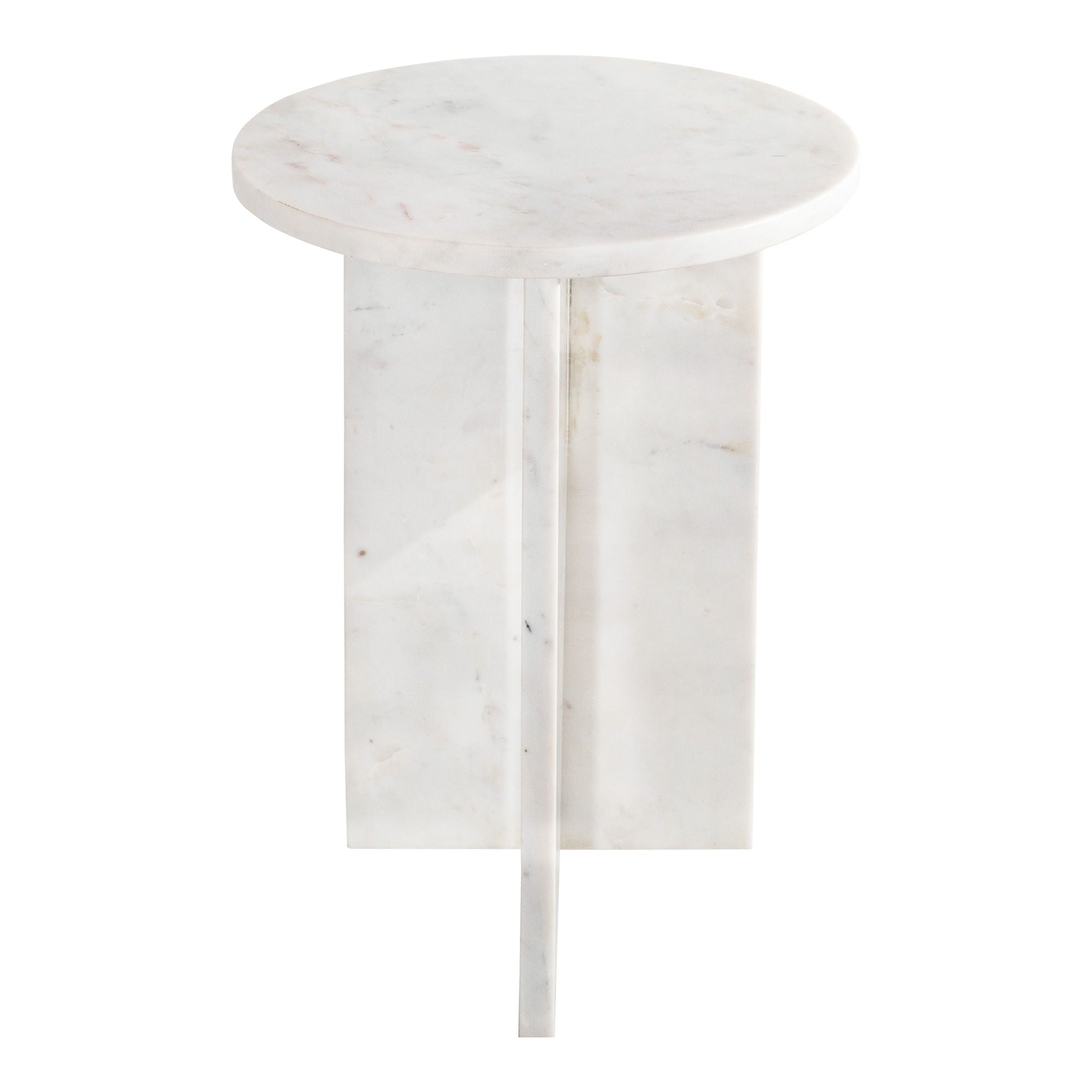 Grace - Accent Table White Marble - White