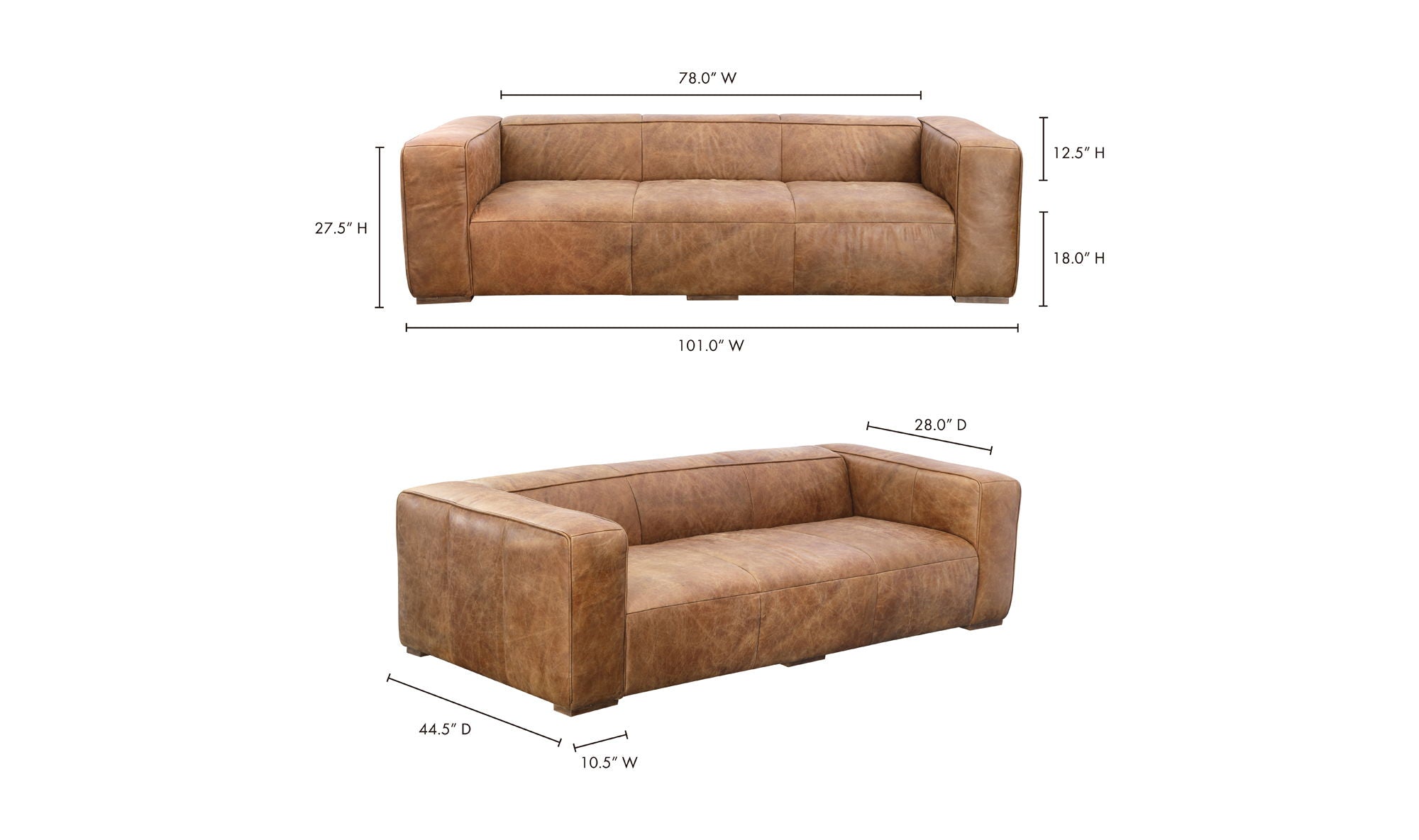Bolton Sofa - Cappuccino Brown Top-Grain Leather - Comfortable and Stylish Living Room Furniture