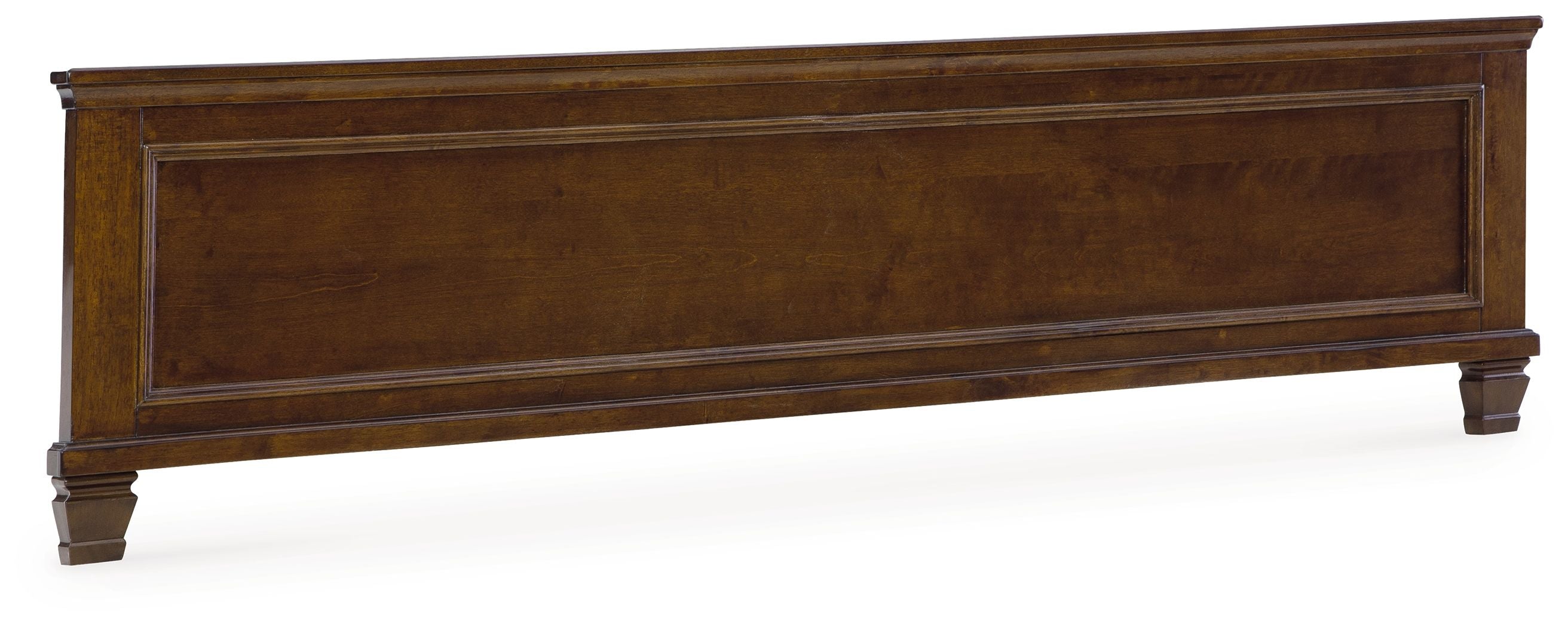 Brown king/Cal king panel footboard with flat top rail and turned legs
