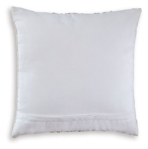 Ivory square throw pillow with smooth plain back and concealed seam trim