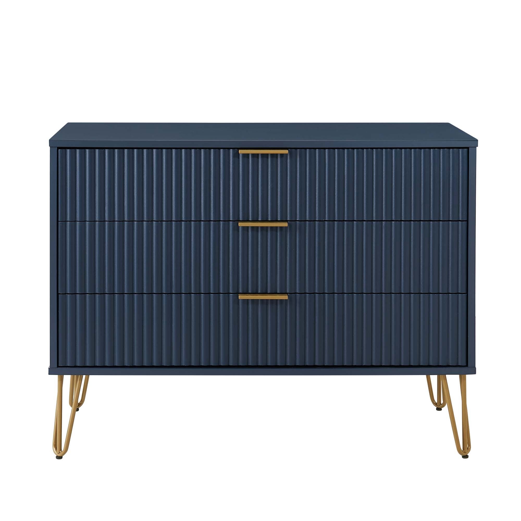 Dumbo Fluted 3-Drawer Dresser - Midnight Blue