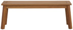 Light brown wooden bench with smooth tabletop and sturdy legs