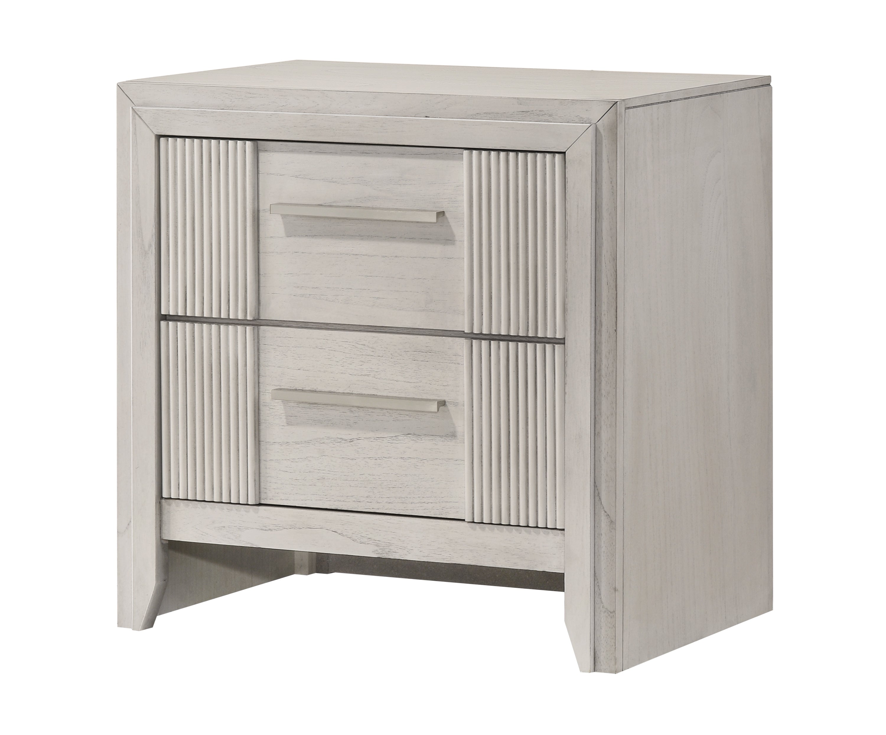 1pc Contemporary 2-Drawer Mist White Wooden Nightstand Bedroom Furniture