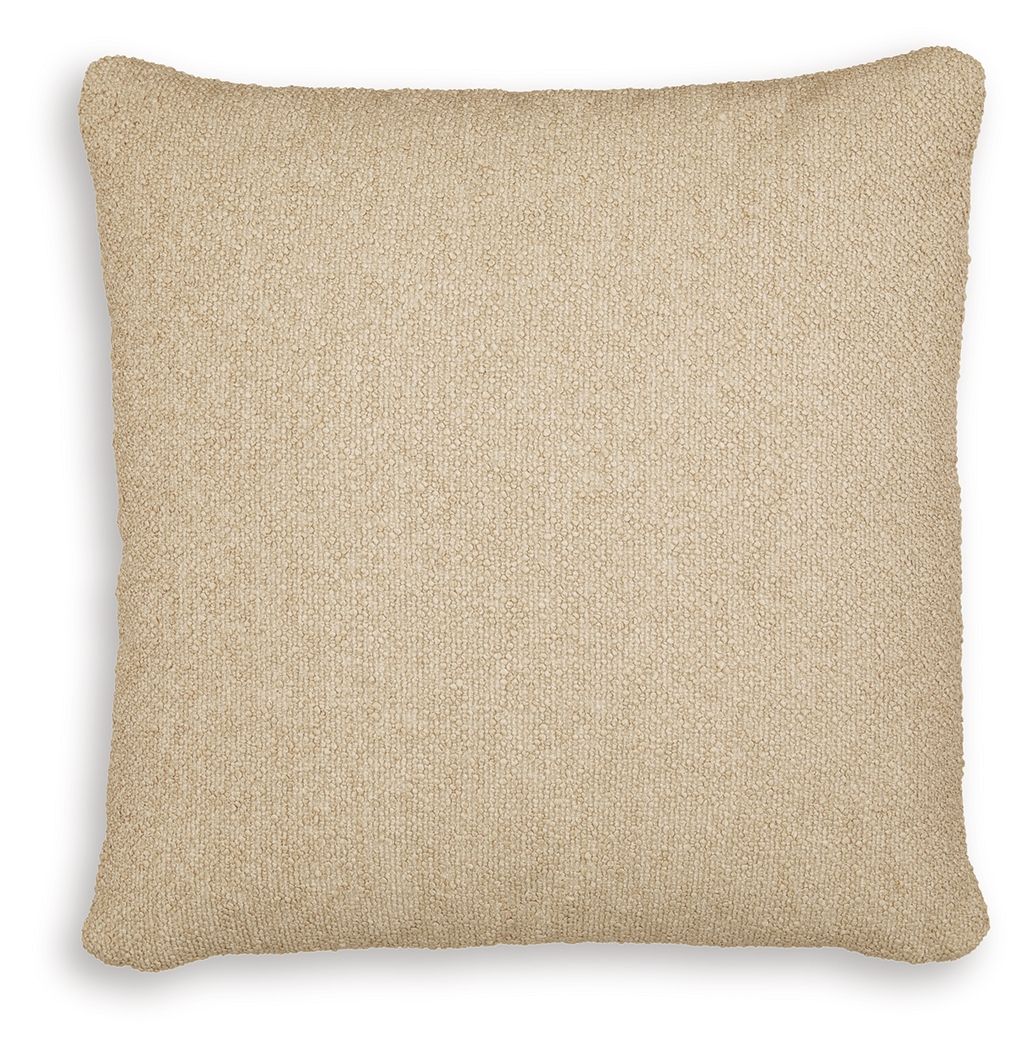 Beige square pillow with textured fabric