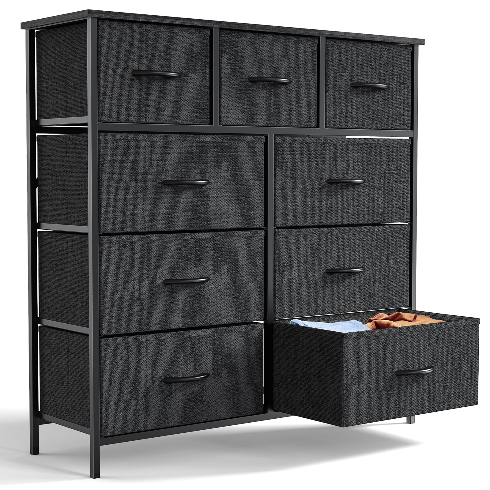 Sweetcrispy 9 Drawer Fabric Dresser - Black