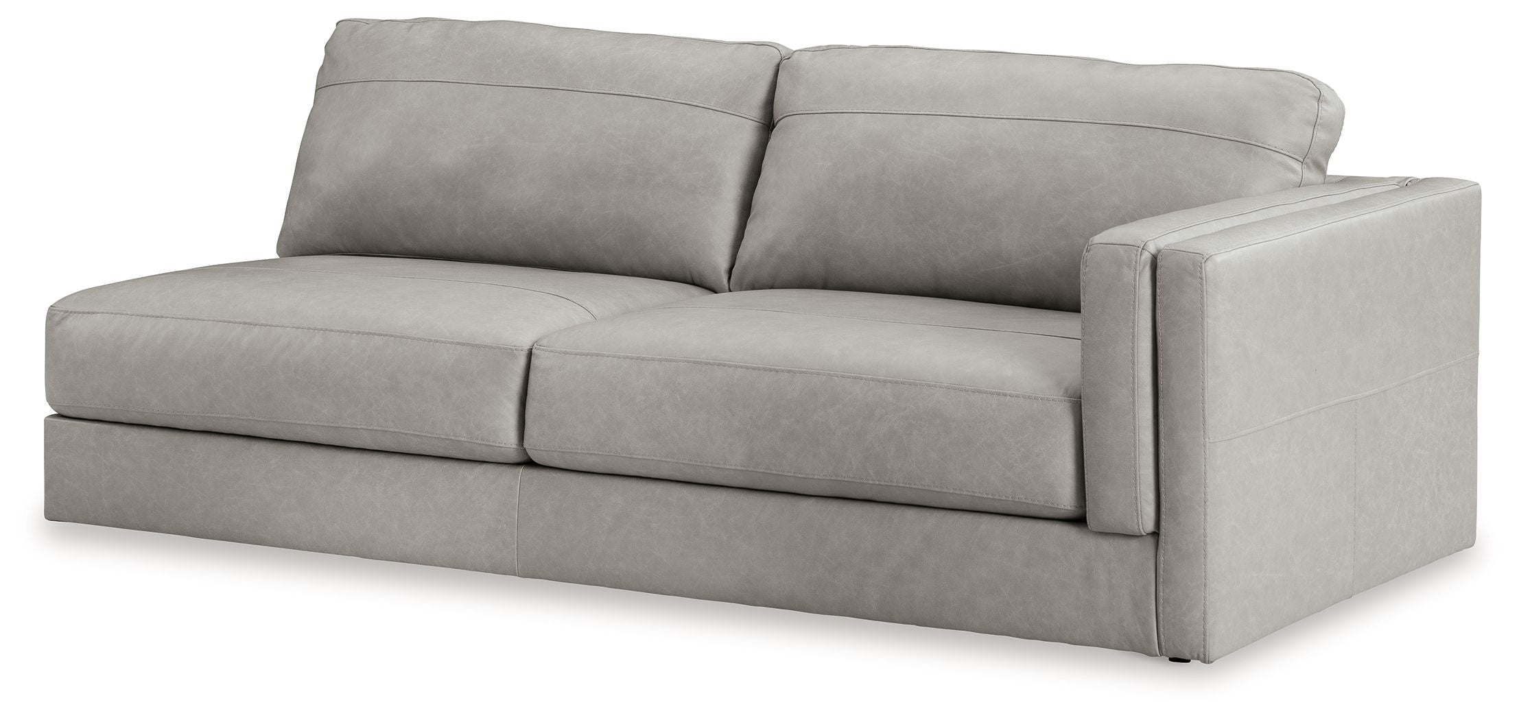 Glacier gray fabric Raf sofa with squared arms and two-seat back cushions