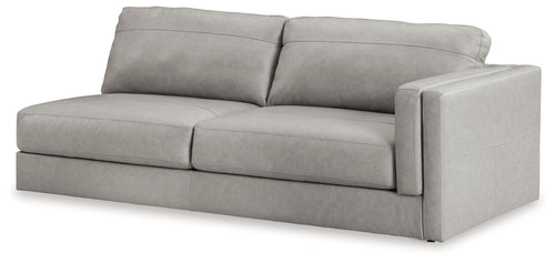 Glacier gray fabric Raf sofa with squared arms and two-seat back cushions