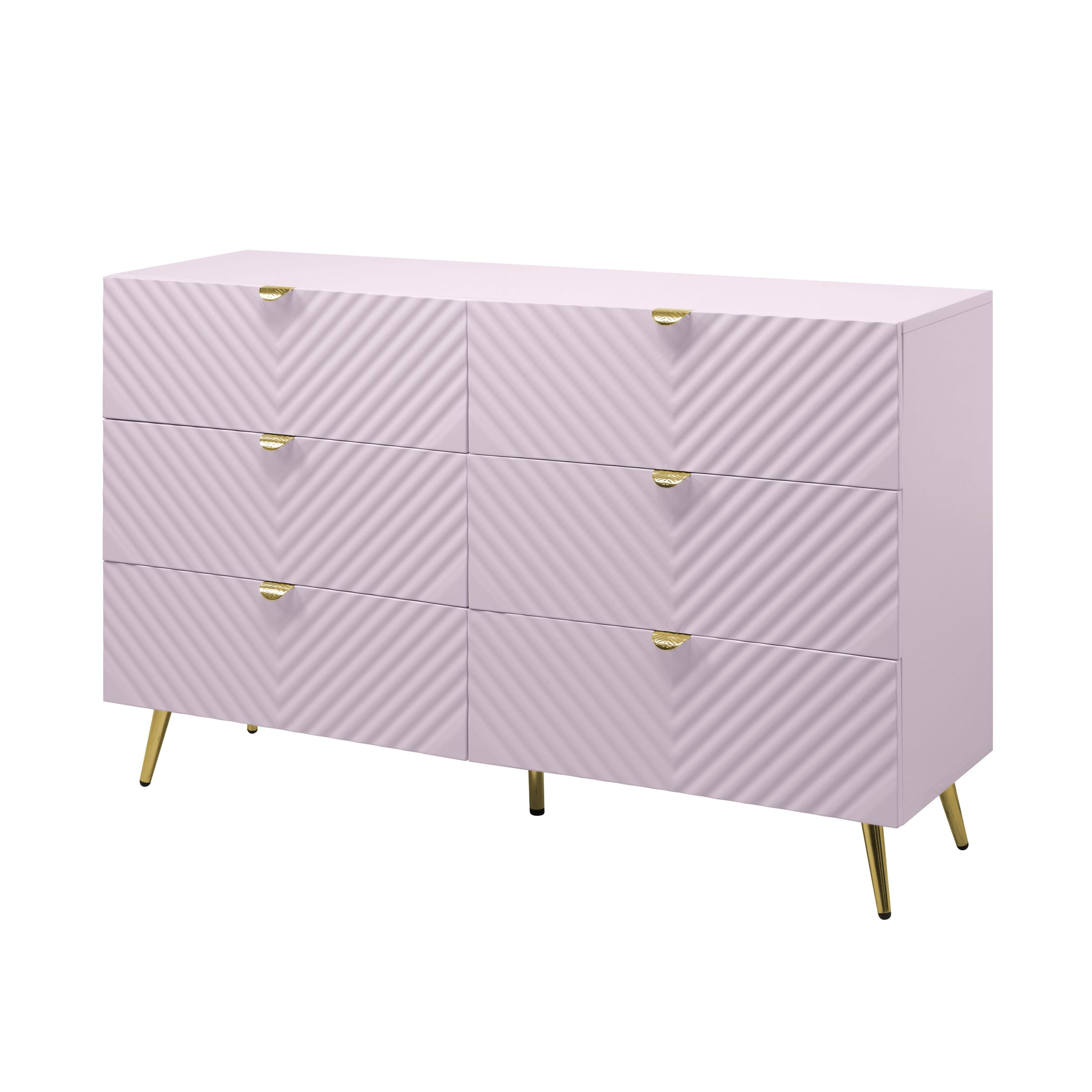 Gaines Pink High Gloss Dresser - Elegant Bedroom Storage