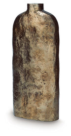 Wallmond vase in gold-brown distressed texture with tapered shoulders and narrow neck.