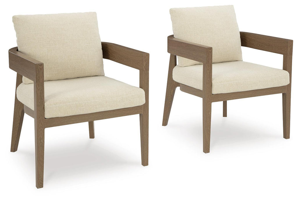 Dark brown armchairs with cream cushions, set of 2