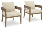 Dark brown armchairs with cream cushions, set of 2