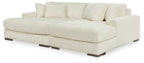 Ivory sectional sofa chaise with thick box seat cushions and track arms