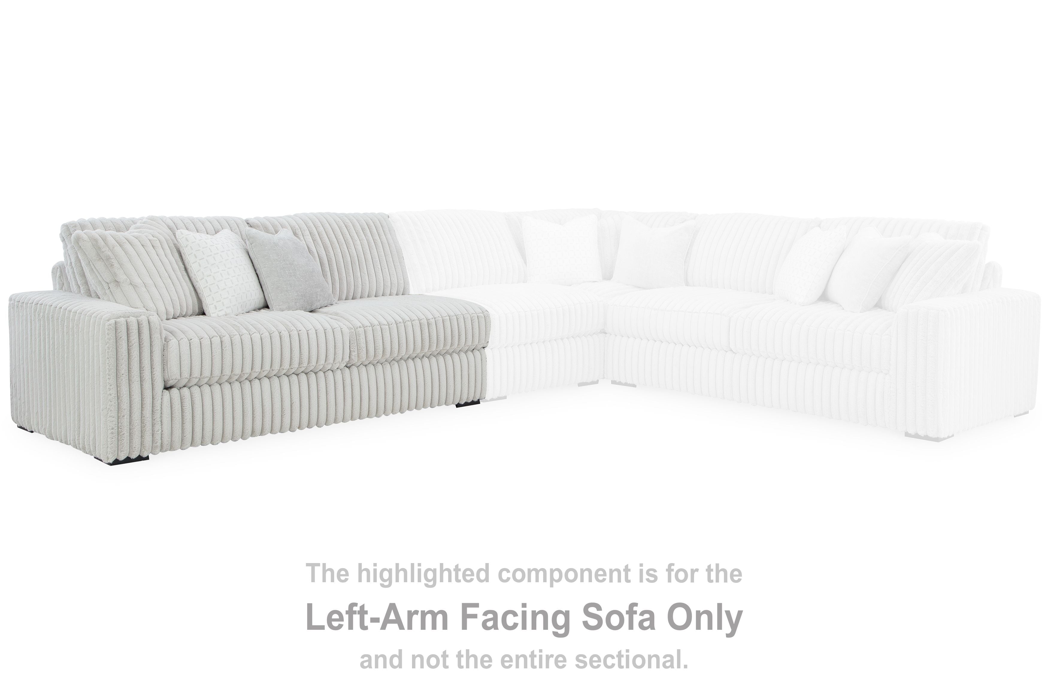Light gray sectional sofa corner with ribbed fabric and short left arm