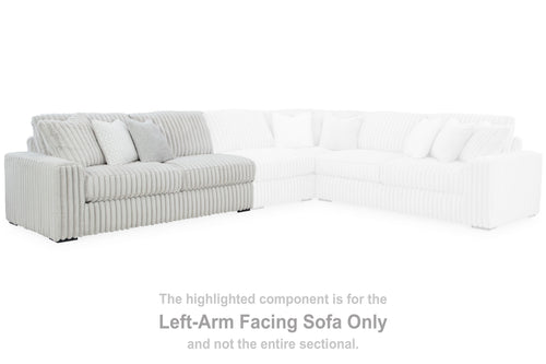 Light gray sectional sofa corner with ribbed fabric and short left arm