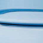 Bealen blue glass vase close-up of smooth rim and banded edge