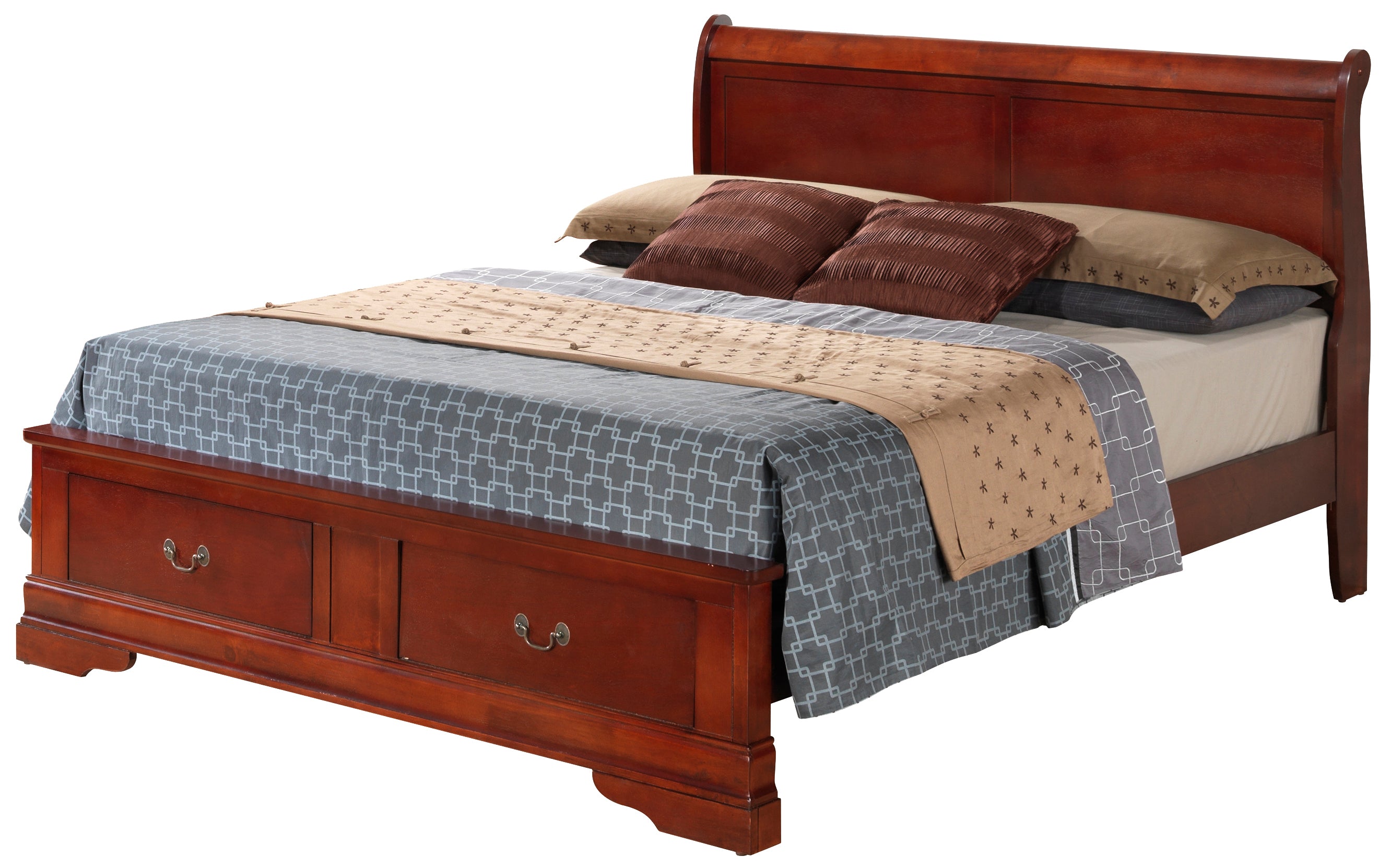 Traditional Cherry Wood Storage Bed with Elegant Design for Every Bedroom