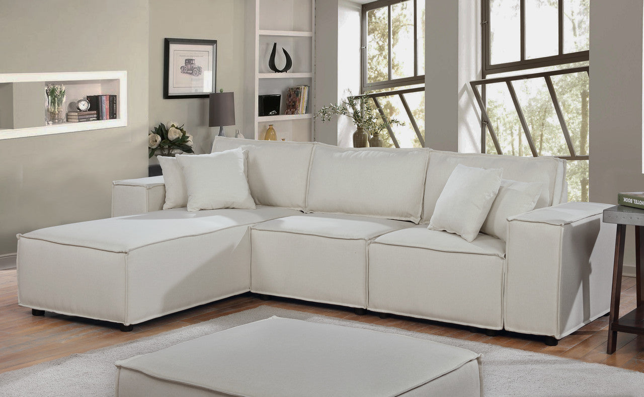 Harvey 104" Beige Linen Sofa with Reversible Chaise