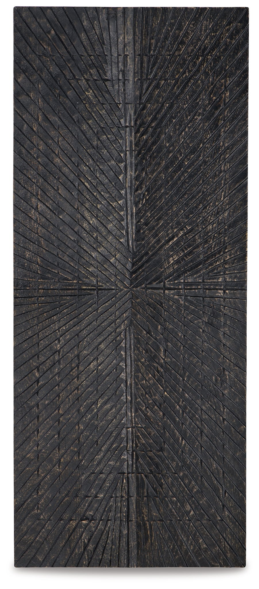 Antique black wall decor panel with detailed geometric cross lines and center starburst