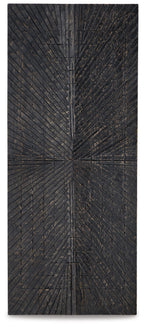 Antique black wall decor panel with detailed geometric cross lines and center starburst