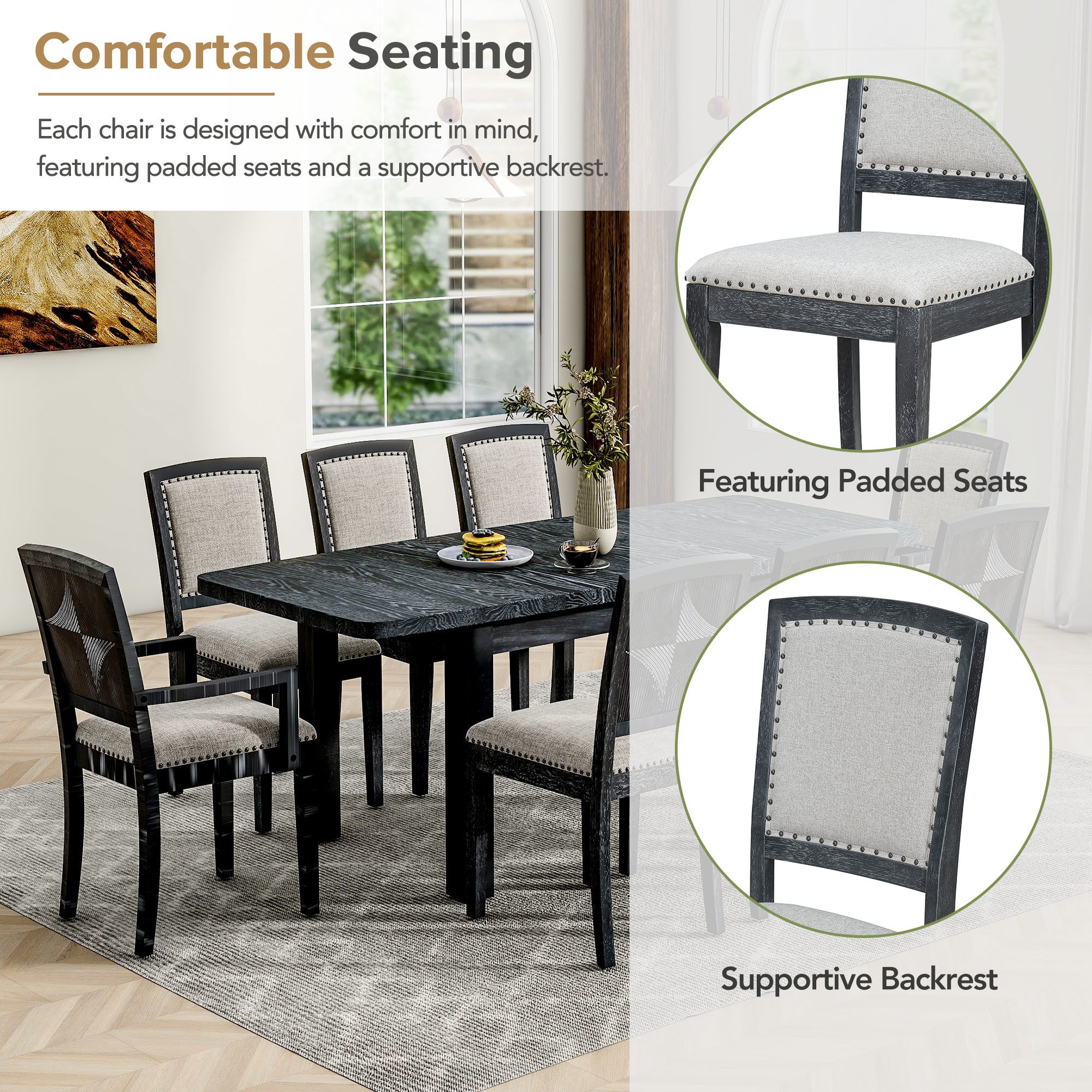 Rustic Farmhouse 9-Piece Extendable Dining Set