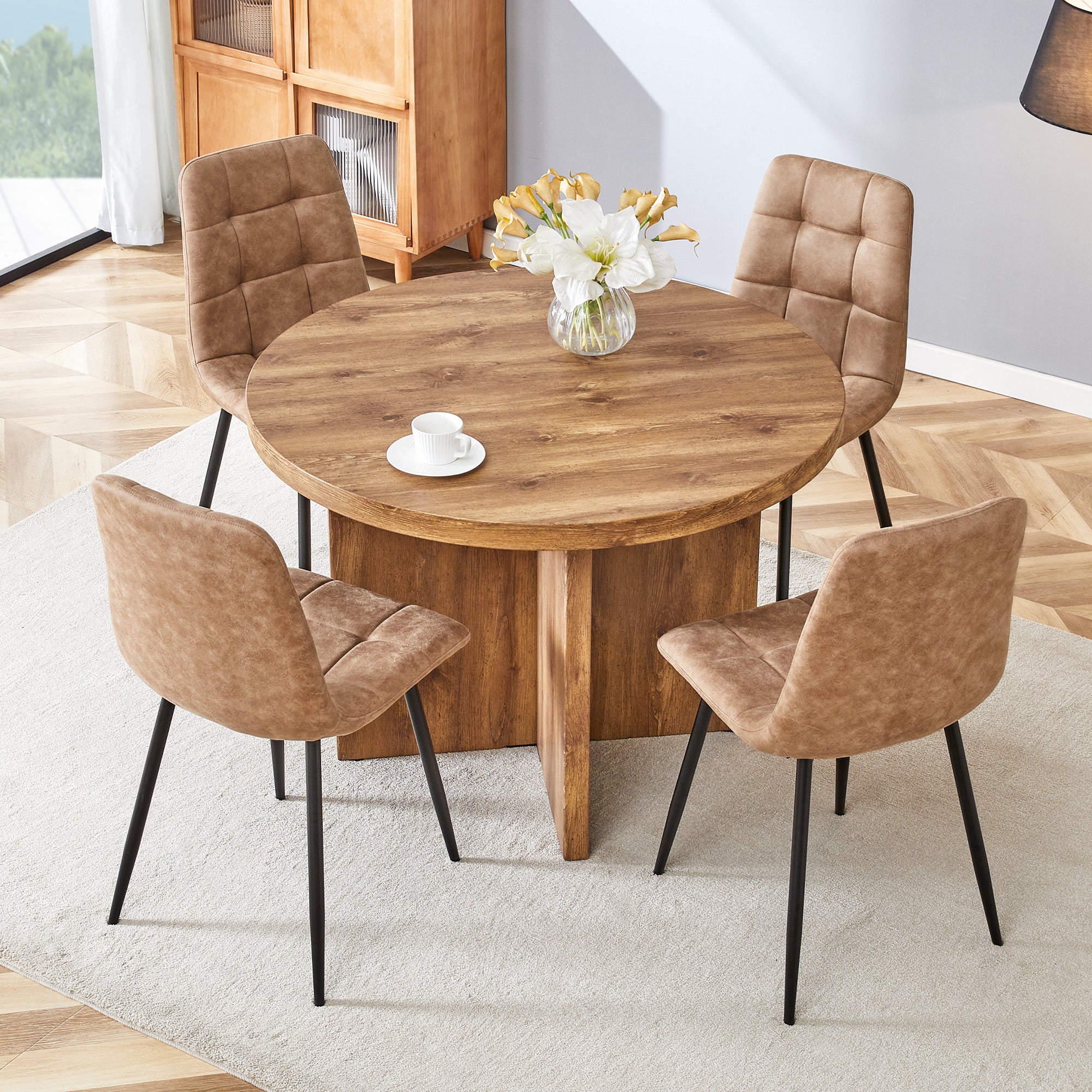5 Pc Round Dining Table Set w/ 4 Chairs
