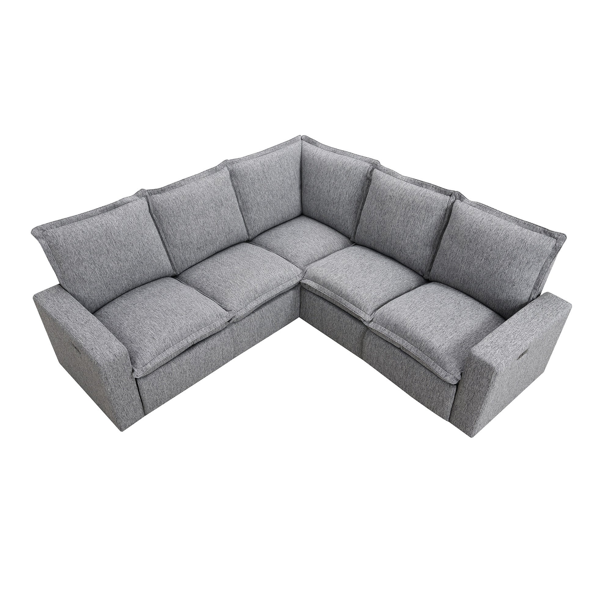 Grey Power Recliner Sectional w/ USB Port