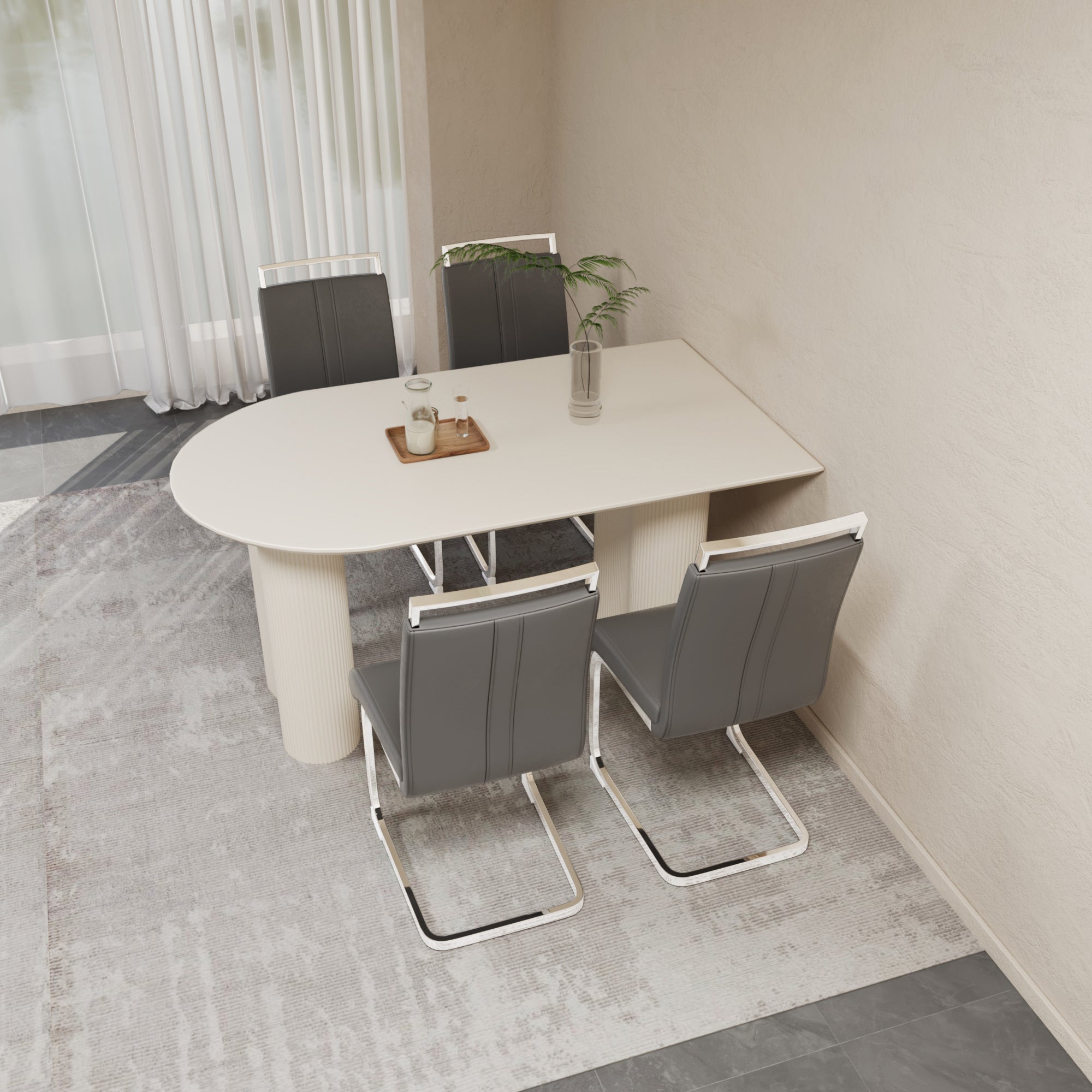 Medieval Modern Cream Dining Set (4 Chairs)