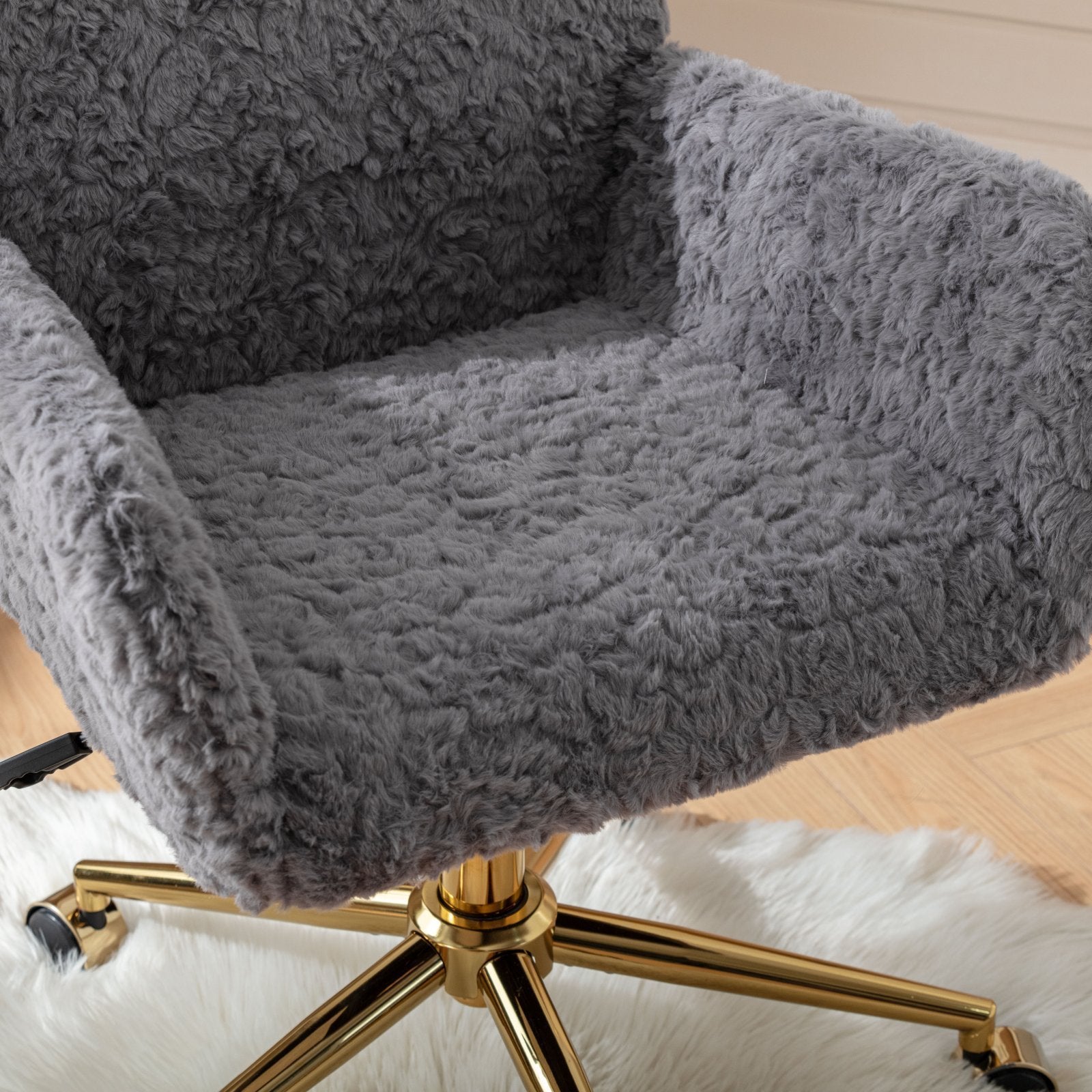 Velvet Swivel Office Chair w/ Gold Base