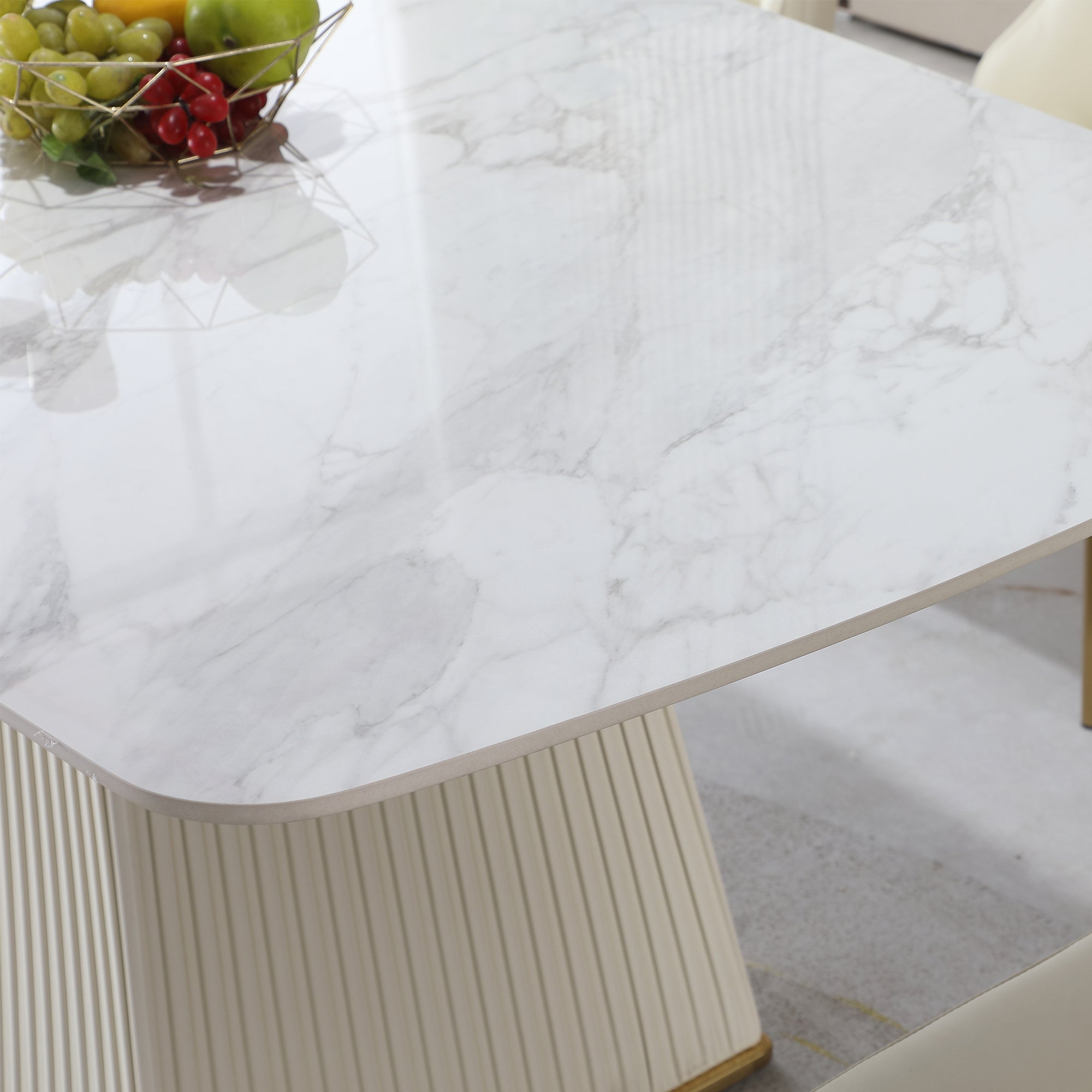 71" Modern Sintered Stone Dining Table & 6 Chairs