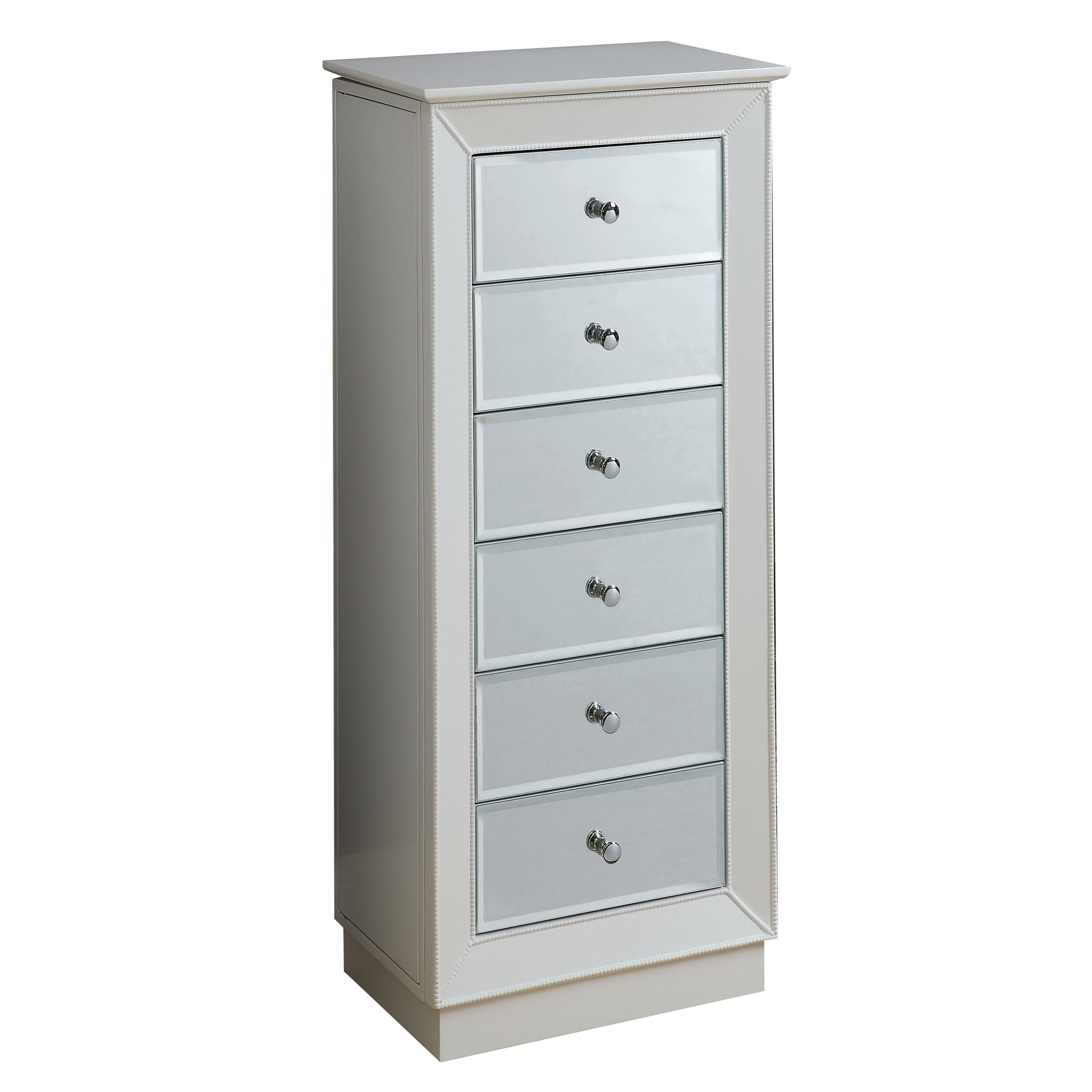 White 6-Drawer Jewelry Armoire: Elegant Storage & Organizer