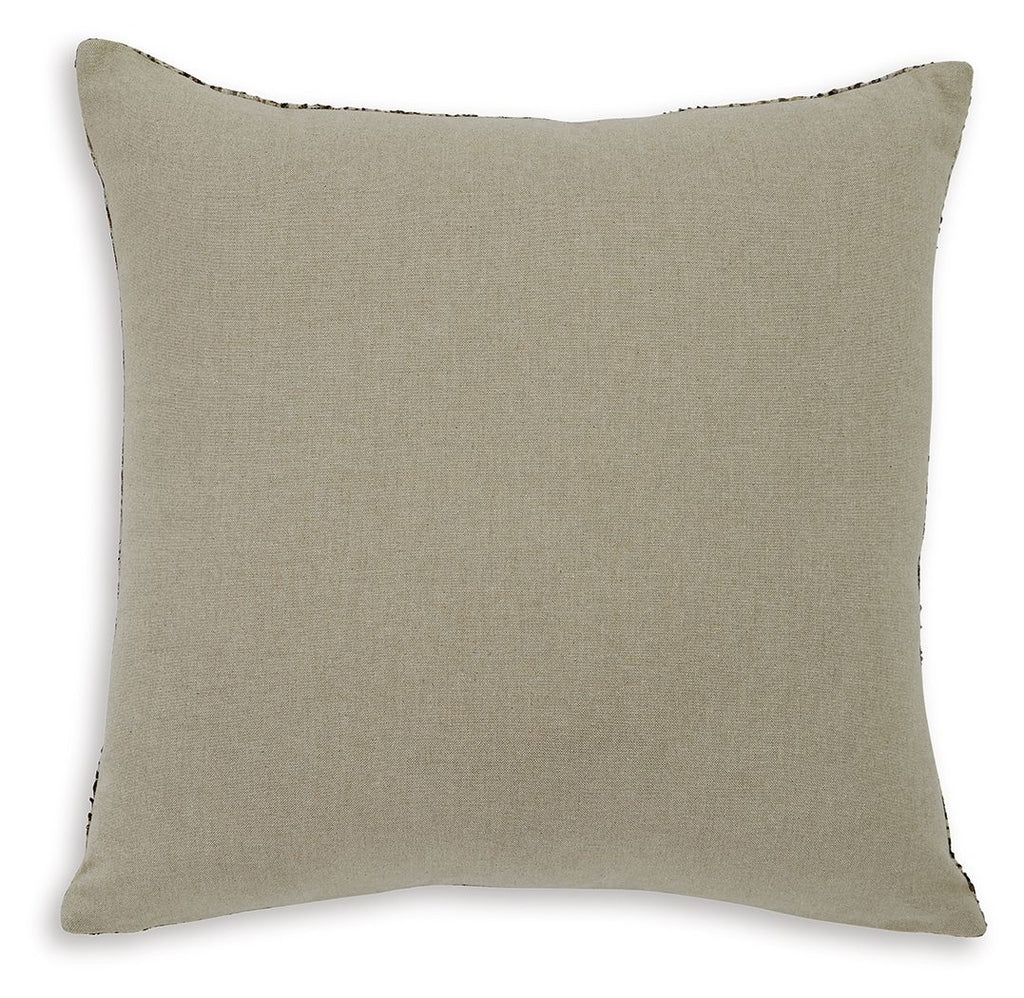 Solid light taupe decorative pillow with square shape and subtle texture