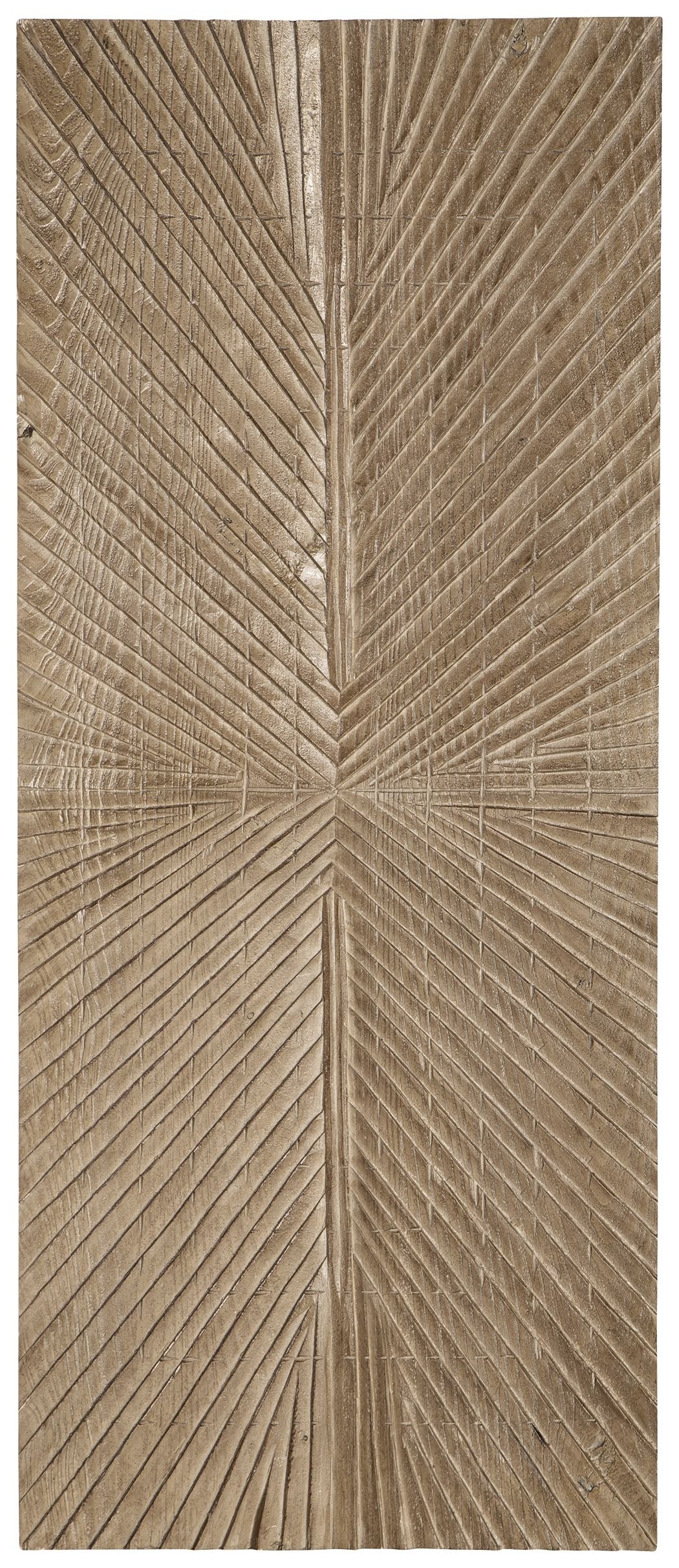 Distressed brown wall art panel with chevron and starburst line texture