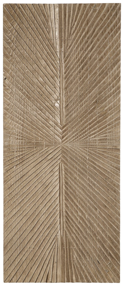 Distressed brown wall art panel with chevron and starburst line texture
