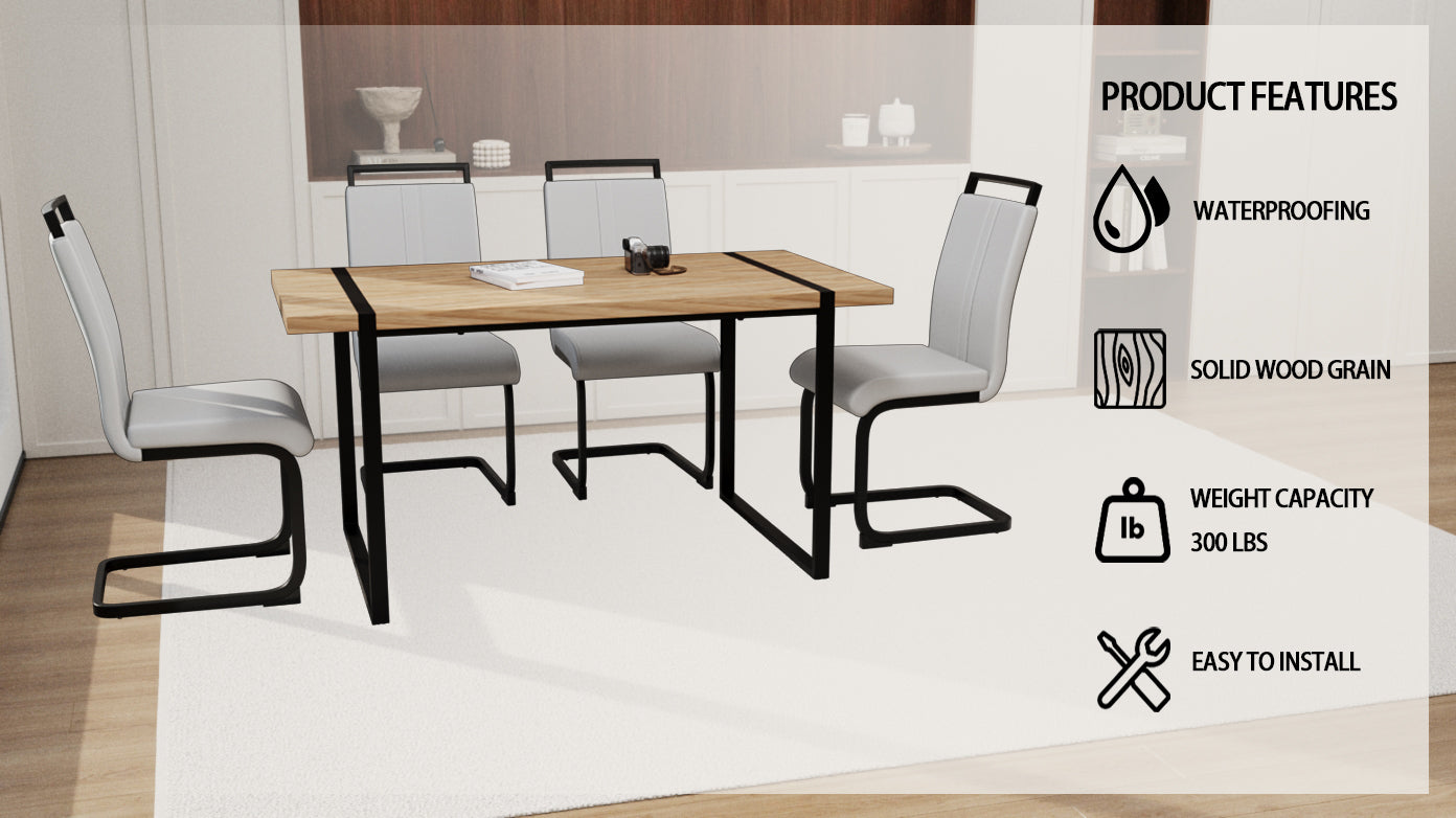 59" Dining Table Set, 4-Piece Industrial Kitchen Table