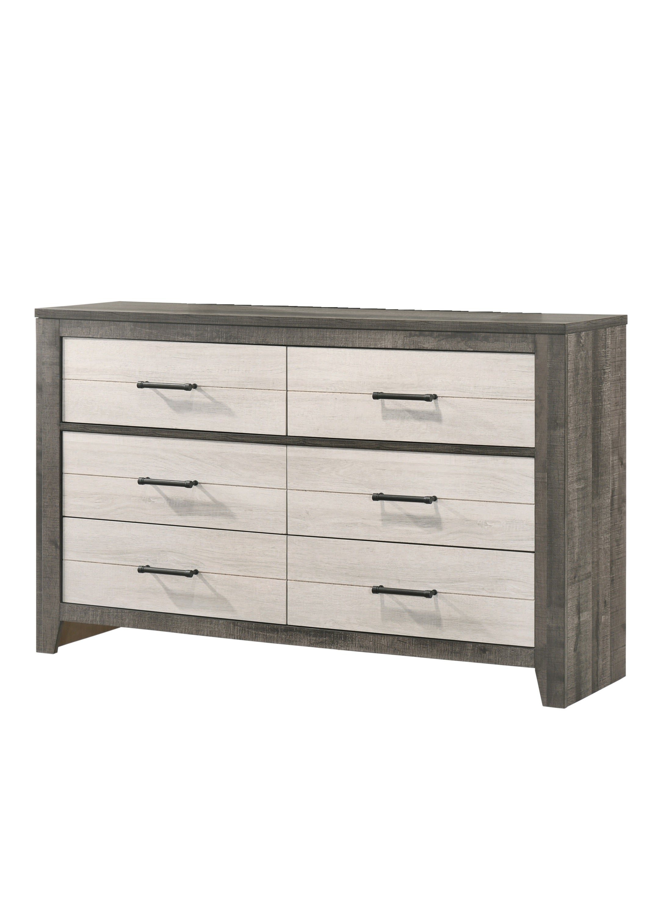 Gray Beige 6-Drawer Dresser - Two-Tone Bedside Storage