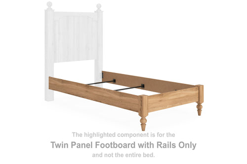 Warm brown twin panel footboard with rails, including turned corner posts