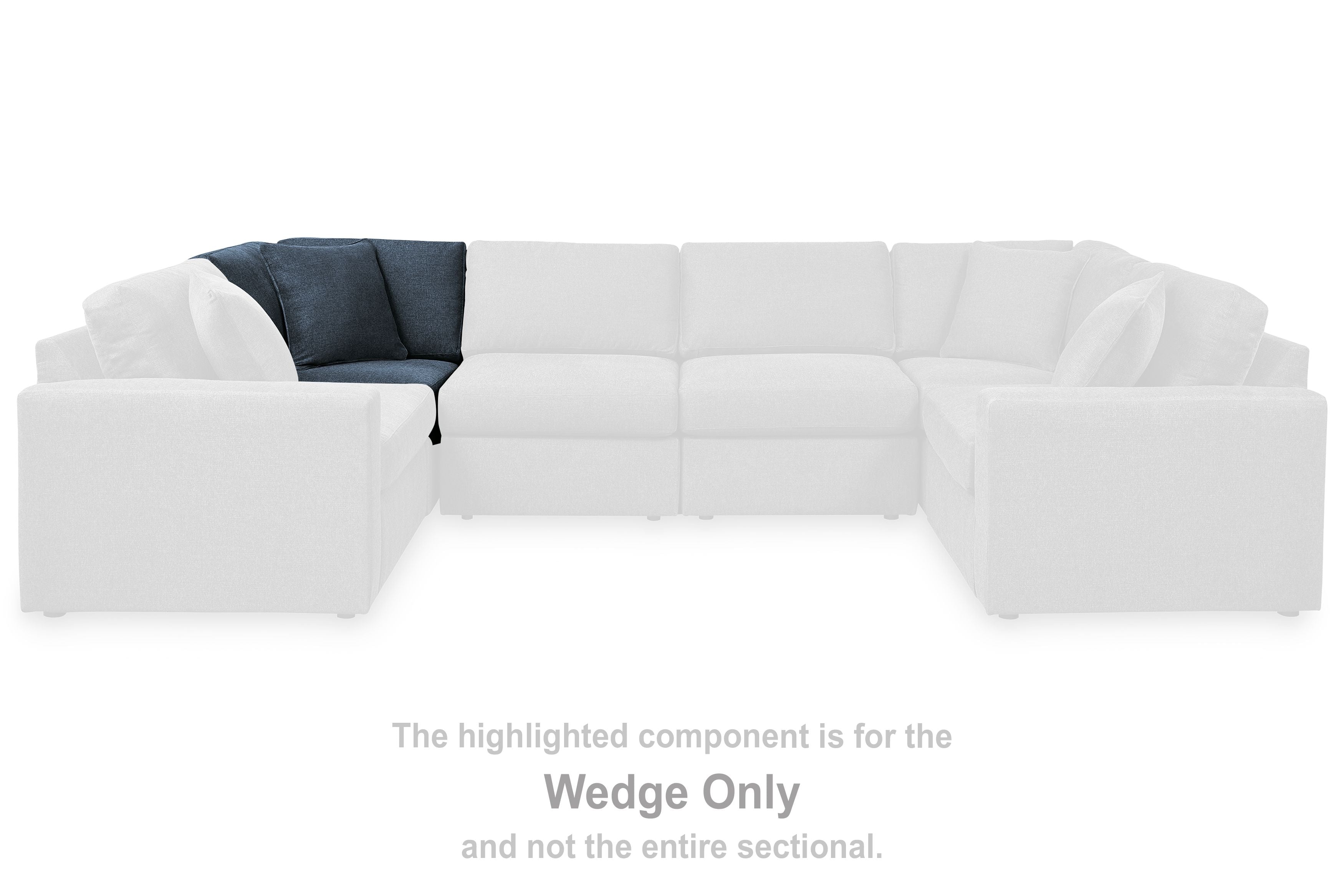 Modmax ink wedge sectional with cushioned backrest and arm sections, blue