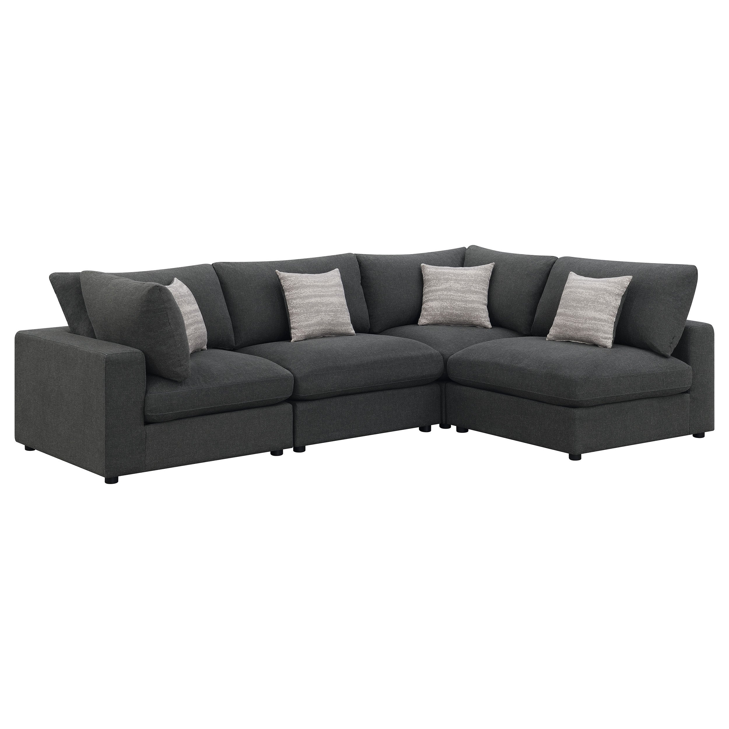 Rhette Charcoal 4-Pc Sectional Reversible Cushions