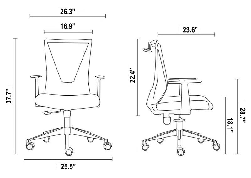 Cox Office Chair - Fixed Armrest - Black & Smoke