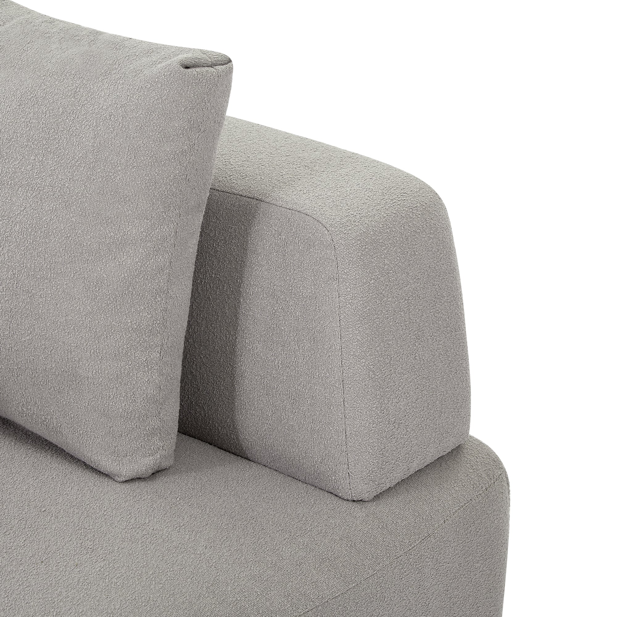 Contemporary 3-Piece Sectional Sofa with Free Convertible Ottoman & 4 Pillows - Grey